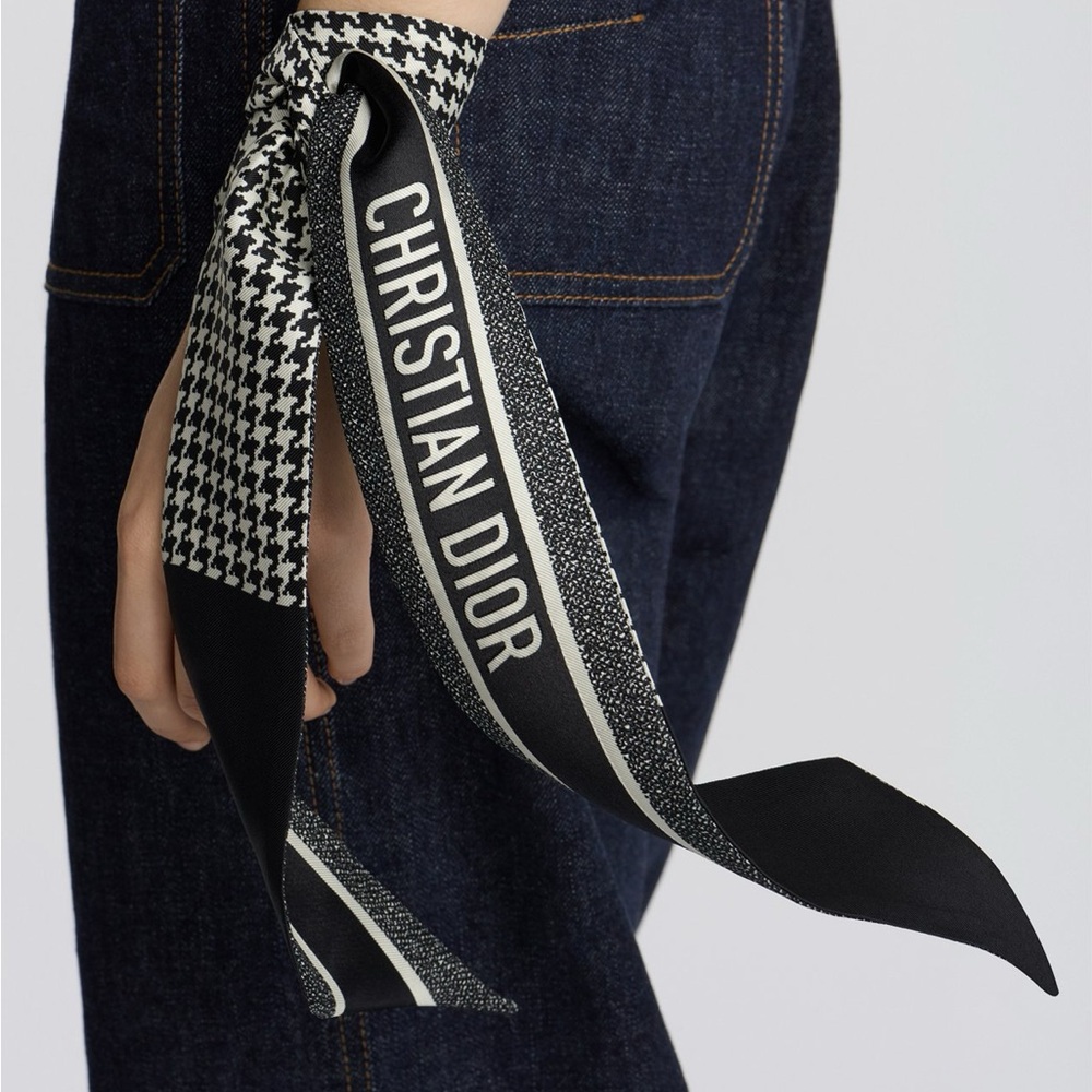 Christian Dior Black and White Silk Scarf